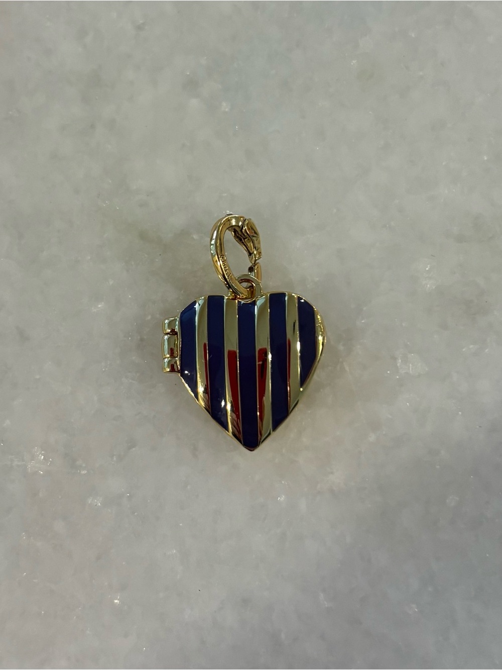 Clare V. Blue Stripe Heart Locket - Picture 7 of 8